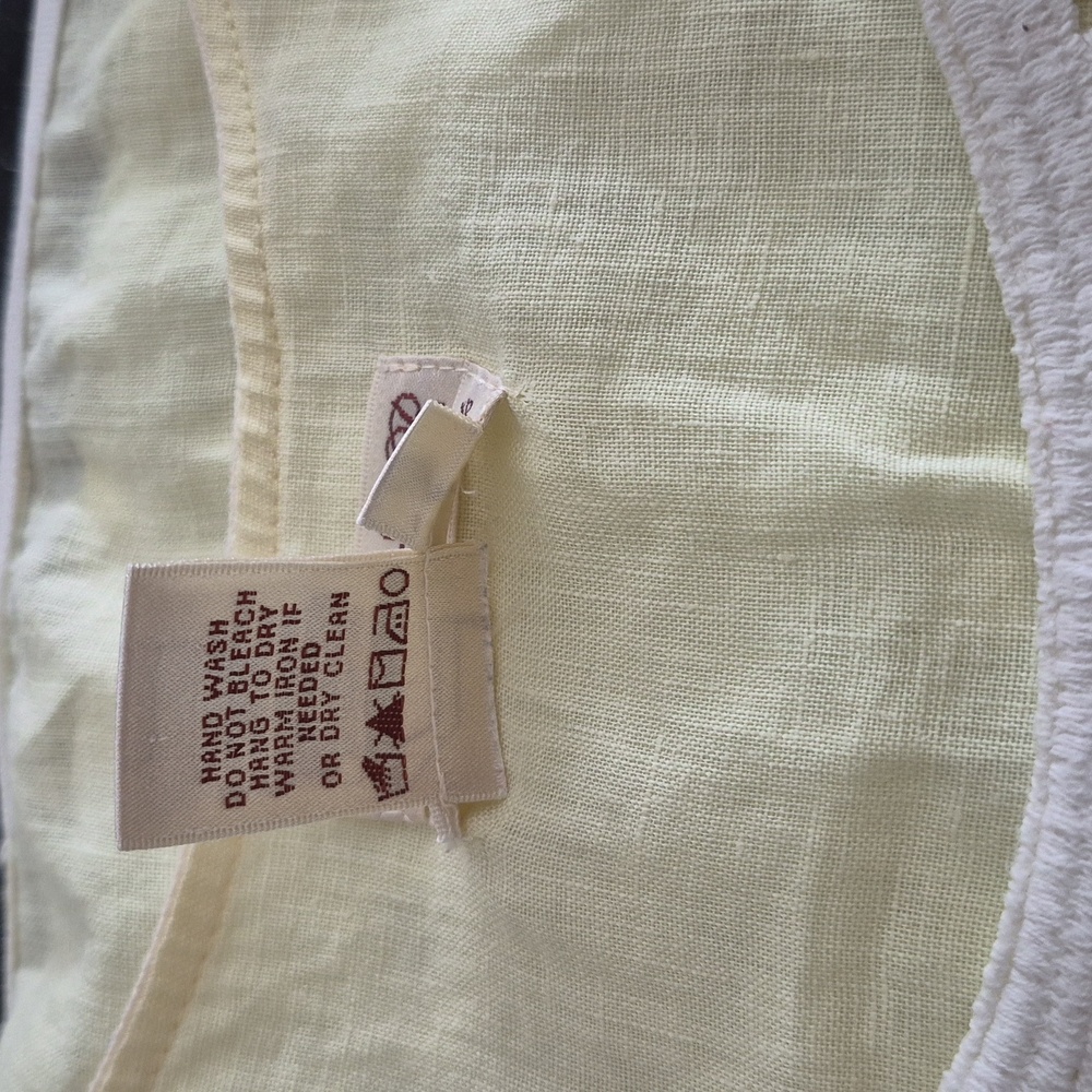 Yellow and white linen top. - Picture 3 of 3
